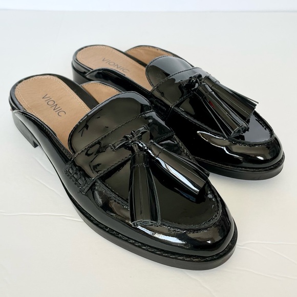 NEW Vionic Reagan Black Patent Mules Size 6.5 - Picture 2 of 12